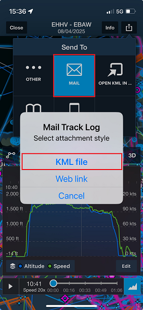 Send KML by e-mail