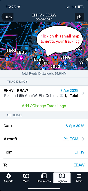Tap on Log Entry Map