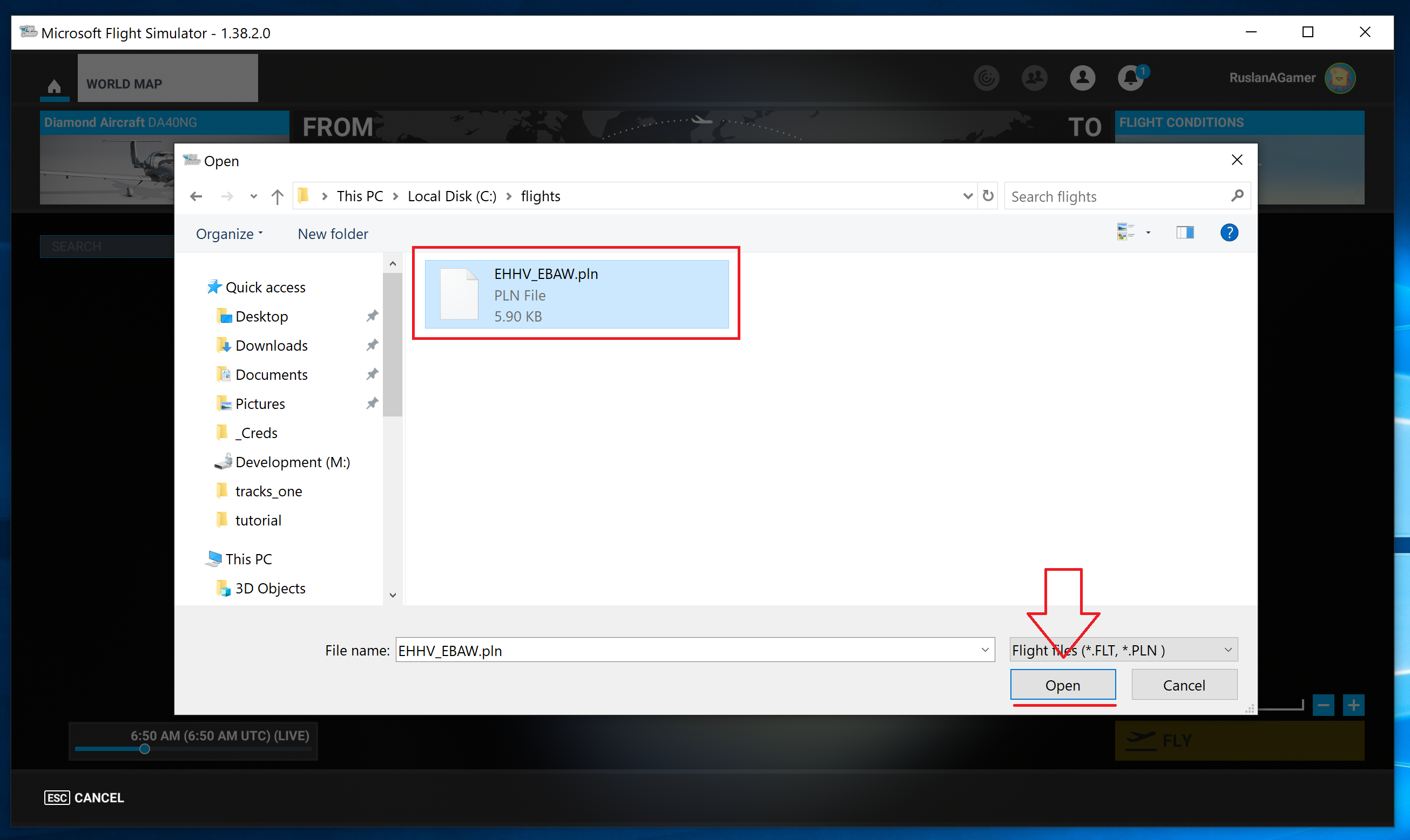 Select PLN file