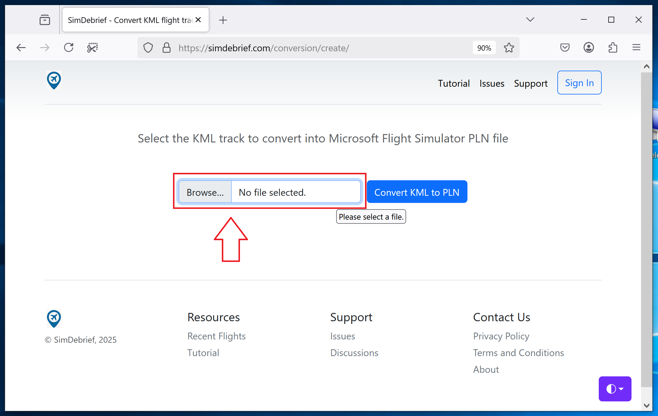 Select KML file